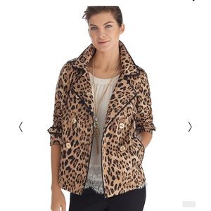 White House Black Market Leopard Print Swing Jacket 0 Tan Black Double B…